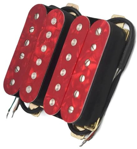 Tonabnehmer für E-Gitarre, Rot, 6 Saiten, Humbucking-Tonabnehmer, verstellbare Schraube, Gitarrenspule, geteilter Tonabnehmer