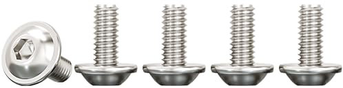 Drenky M4x12mm Tornillos de Acero Inoxidable A2 V2A, 50 Piezas Tornillo de Cabeza Alomada con Brida Y Hexágono Interior Tornillo a Máquina Hexagonale Totalmente Rosca Métrica
