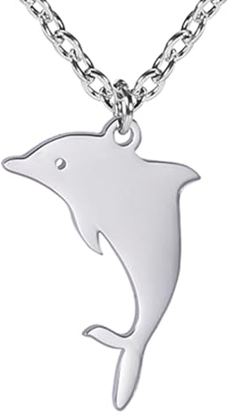 TEAMER Collier de dauphin Bague de dauphin en acier inoxydable pendentif dauphin sautant pendentif d'amour dauphin bijoux d'été Boho pour les femmes et les hommes