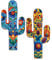 Putuo Decor Aztec Cactus Wall Decor Set of 2, Western Wooden Home Decor, Farmhouse Rome Decor Mexican Wall Art for Living Room, Bedroom, Kitchen, Office
