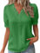Tee Shirt Femme Col V Dentelle Tunique Femme Grande Taille été Léger Chemise Femme Chic Et élégant Manche Courte Blouse Top Haut Femme Ete Fluide Pas Cher Fashion Soiree (Vert-2, 3XL)