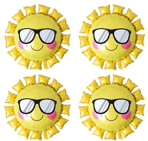 ALEGRE® Sonne Folienballon Geburtstag,4 Stück XXL Luftballons Geburtstag Deko,Sonne Kindergeburtstag Deko Folienballons,Helium Ballons für Sonne Thema Party Geburtstag Baby Shower,Sommerparty Ballon