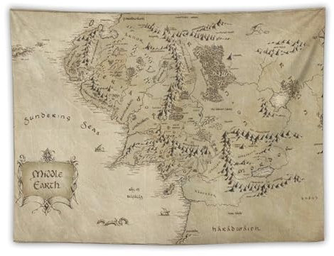 J. R. R. Tolkien Mittelerde Karte Mittelerde, Bilddruck, Wandkunst, Wandteppich, Gemälde, Wandteppiche, Kunstwerke, Geschenkidee, Raumästhetisch, 76,2 x 101,6 cm