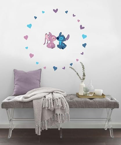 Komar Wandtattoo - Stitch and Angel Cutie - Größe 50 x 70 cm - Disney, Wandsticker, Kinderzimmer, Aufkleber, Bunt