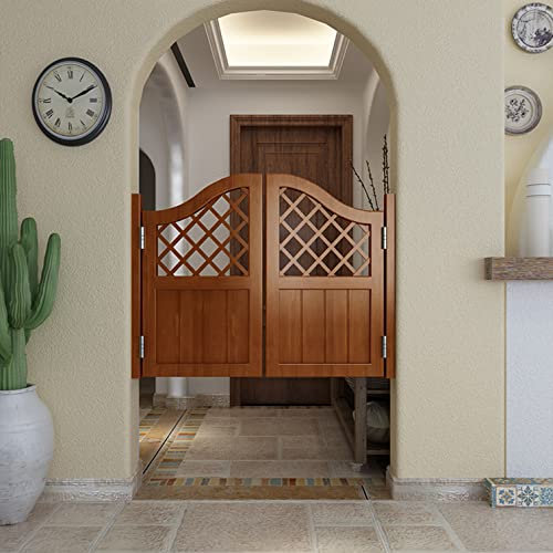 Porta ad arco in legno massello con apertura superiore ad arco, in stile occidentale, per bar, pub, porta a doppia azione, per terrazza, Emporium, personalizzabile per interni (marrone, 120 x 91 cm)