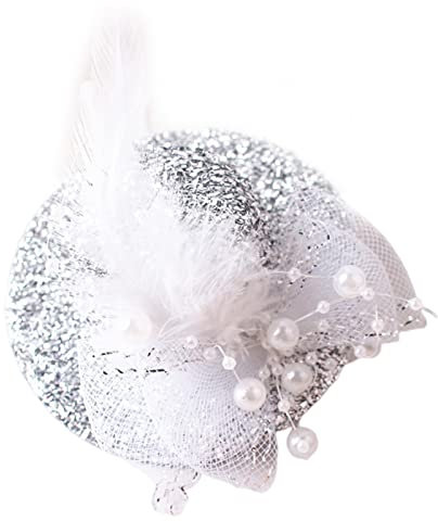 YiNLuax Mädchen Fascinator Cocktail Blumen Fascinator Glitzer Mesh Feder Fascinator Tea Party Fascinator