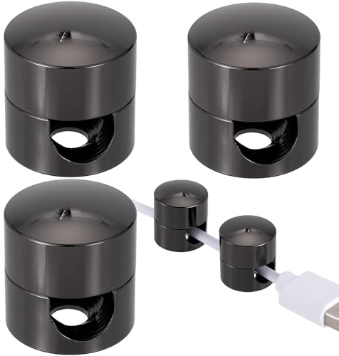 Alpinleux 3 Pcs Black Cable Anchors, Multi-Function Gun Cord Anchors Holder, Metal Charger and Wire Organizers, Adhesive Cord Clips Cable Management for Desk, Wall, Home, Office