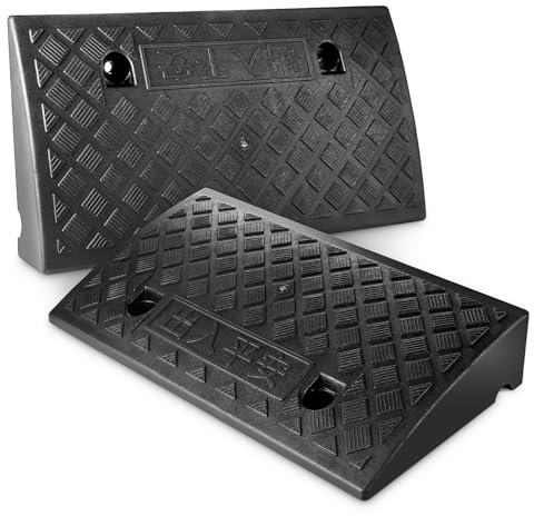 Holdfiturn Kerb Ramp 50x27x9cm Portable Curb Ramps Heavy Duty Threshold Ramps Rubber Kerb Ramps for Doorways Wheelchairs Bicycles Dirtbikes Stairs Loading Dock Sidewalk Car Scooter Bike (2pcs)