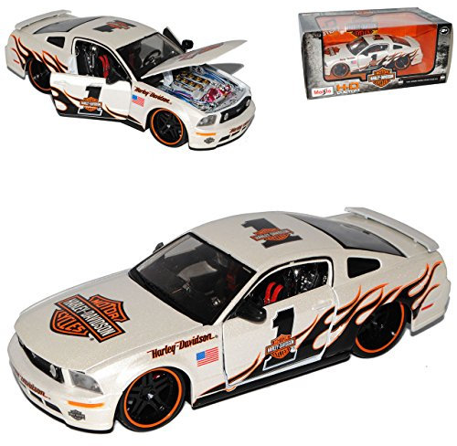Generisch Ford Mustang GT Coupe Weiss Nr 1 2005-2010 HarIey Davdson 1/24 Modell Auto