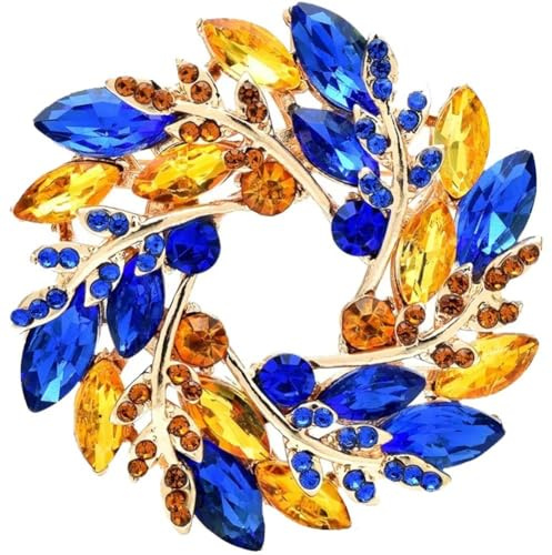 Brosche Ukrainischer Flagge, Klassischer Olivenzweig-Kranz Aus Weizen, Brosche, brosche, Runde Blumen, Party-anstecknadeln Für Damen