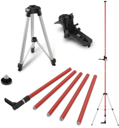 Fancyall Lasers' Level Pole with Tripod, Telescoping Tripod, 12 Ft./3.7M with 1/4-Inch by 20-Inch Lasers' Mount for Rotary and Line Lasers' Level, 5/8-11 Adapter Nut Included
