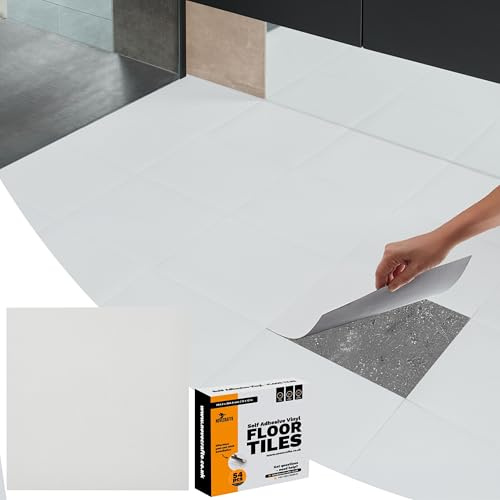 Vinyl Floor Tiles Self Adhesive - 10 Pack / 10sqf (0.9 sqm) Vinyl Flooring Peel And Stick Floor Tile - 12x12 inch (30.5x30.5cm) - For Kitchen, Living Room and Bathroom - White Checkerboard