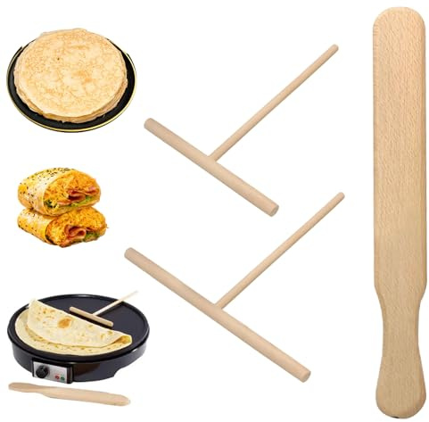 AONAYO 2-Teiliges Set Crepes Wender,FüR CrêPesverteiler,Pfannkuchenwender FüR CrêPespfanne,Crepes Verteiler,FüR Teigverteiler-Set Mit 30 Cm Crepe Verteiler,Pfannkuchenwender,Crepes Verteiler