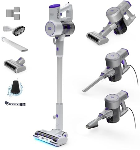 Black+Decker Powerseries+ Aspirateur-balai filaire 4 en 1, multi-surfaces, tête de sol LED, filtration HEPA, puissant 14 K Pa, pour sol dur, tapis bas, poils d'animaux, utilisation à la maison et au