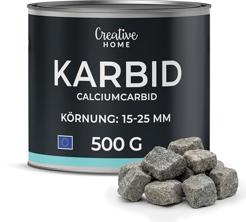 Creative Home Karbid | 500g Reines Calciumcarbid | Carbid | für Verwendung in Karbidlampen und technische Anwendungen | Karbit Dicht verschlossene Metalldose