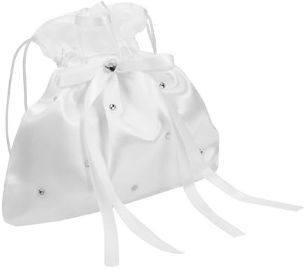 COLLBATH Borsa Sposa Matrimonio ed Chiusura a Coulisse Bianco Come Borsa da Sposa per Festa Nuziale