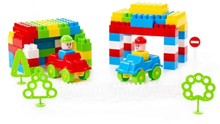 Polesie Bausteine Baumeister | 181 Teile | I Kreativset I Mobil & Kompatibel mit Serie