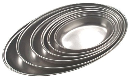 Genware 1361 Stainless Steel Vegetable Oval Dish, 10 inches Length