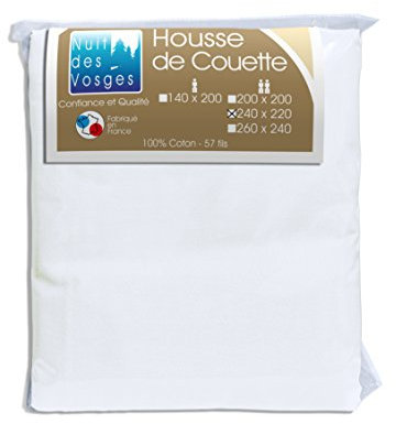 Nuit des Vosges 2094831 Cotoval Housse de Couette Uni Coton Blanc 220 x 240 cm