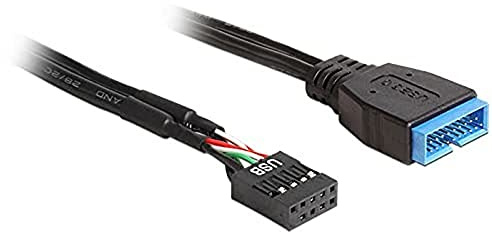 USB3.0 Kabel Delock Pinheader 19pin -> 8pin St/Bu 0.45m schwarz