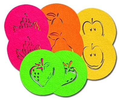 SUPMO Filzuntersetzer Glasuntersetzer rund in bunten Farben mit Obst Motiven (Farbe + Design wählbar), 5mm dick, elegant und auffallend - Untersetzer aus Filz für Getränke Gläser Schalen (8er, Mix)