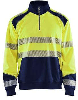 Blaklader 35562528 HOCHVISKOSES SWEATSHIRT MIT HALBEM REIßVERSCHLUSS, Gelb/Marine, grootte S