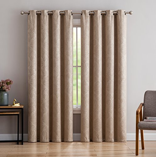Linen Zone Vorhänge für Schlafzimmer, moderne Dekoration, verdunkelnd, gute Wahl als Schlafzimmer-Fenstervorhänge oder Verdunkelungsvorhänge, Hellbraun, 1 Paar (Evelyn 54 x 84 cm, Taupe)