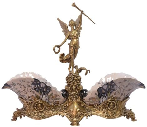 Casa Padrino Jugendstil Schale Mehrfarbig/Messingfarben 56,5 x 19 x H. 46,5 cm - Barock & Jugendstil Deko Accessoires