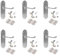 Golden Grace Epsom Design Victorian Scroll Door Handles on Shaped Backplate in Brushed Satin Chrome with Hinges and Latches, 6 Sets