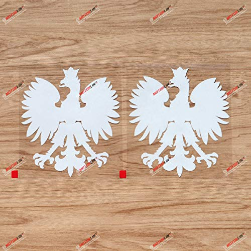 2er-Set Weiß, 10,2 cm Polnischer Adler Decal-Aufkleber, Wappen Polens (Herb Polski), polnische Flagge, Auto-Vinyl, schlichte Ausführung
