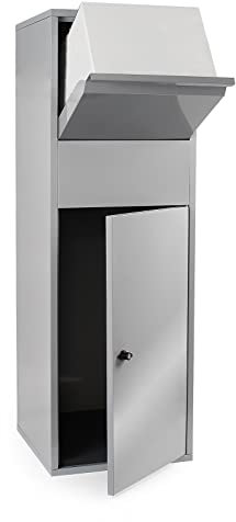 Wiltec Paketkasten silberfarben 460 x 450 x 1400 mm, Paketbox Zuhause, Private Paketannahme passend für Pakete der Größe S und L, Standbriefkasten