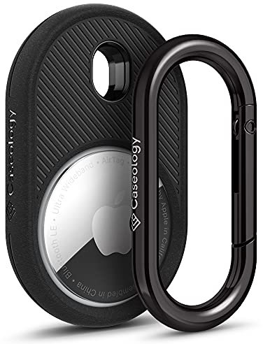 Caseology by Spigen Porta Airtag Vault Compatibile con AirTag, Portachiavi Airtag, Custodia Airtag - Nero Opaco