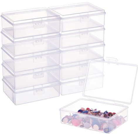 BENECREAT 12 Packungen Behälter aus durchsichtigem Kunststoff mit Schnallendeckeln für Perlen, Münzen, Sicherheitsnadeln und andere handwerkliche Schmuckuhren, 9.75x7x3.25cm