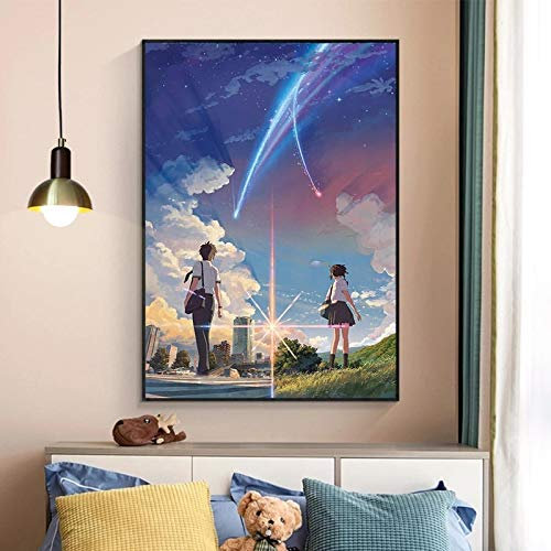 qianyuhe Manga Film Poster Anime Movie Canvas Printings Your Name by Kimi No NA Wa Posters and Prints Cartoon Love Wall Art Picture Decor 60X90CM(23.6x35.222)