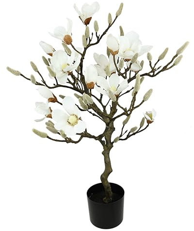 Kunstbaum Magnolie im Topf Magnolienbaum künstlich Kunstpflanze Kunstblume Blume Zimmerpflanze Topfblumen Kleiner Deko Magnolienzweig Blüten Frühjahrsblumen Frühjahrsdeko Frühjahrsblüher Pflanze