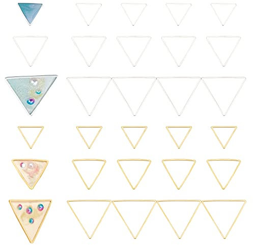 OLYCRAFT 120pcs Offene Lünette Anhänger Charm Hohlrahmen Anhänger Rohlinge Dreieck Ohrring Charms Dreieck Offene Lünette Für Ohrringe Machen DIY Schmuck UV-Harz Handwerk -Vergoldet&Versilbert