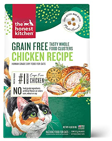 The Honest Kitchen Human Grade Dry Cat Food, Whole Food Clusters Grain Free Chicken Dry Cat Food, 4 lb Bag