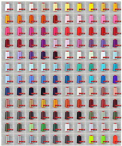 Overlockgarn in 80 Farben, 4000 m Konen, Overlock Nähgarn in Industriequalität (0001 - Weiß)