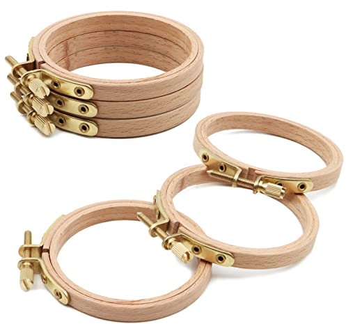 ZOCONE Stickrahmen aus Buchenholz, 6 Stück, für Stickerei, Kreuzstich, Näharbeiten, Kunsthandwerk und Weihnachtsdekoration (Größe 7,6 cm)