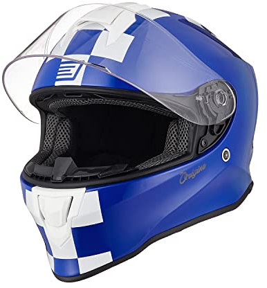 ORIGINE Integralhelm Motorradhelm mit Belüftung ECE Zertifizierung (Contest MATT White Blue,L)