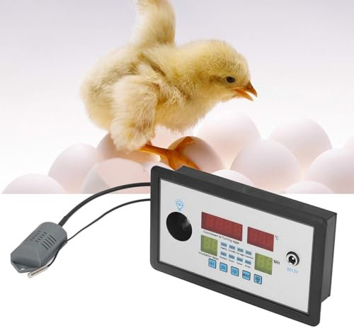 Fyearfly Termostato per Incubatrice, 12V Regolatore Automatico Della Temperatura dell'Umidità Dell'Incubatrice per Uova, Uova di Anatra, Uova d'Oca, Uova di Piccione, Uova di Quaglia