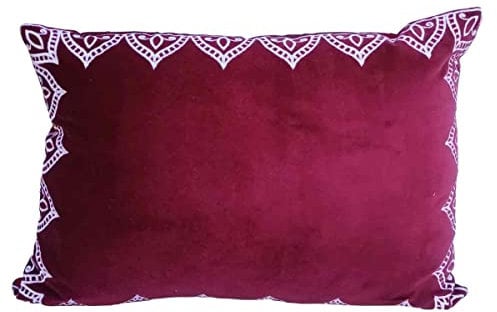 Casa Moro Marokkanisches Samtkissen Luka Farbe Bordeaux 45x30 cm mit Füllung | orientalisches Deko-Kissen Zierkissen Bestickt für Deine Couch Sofa Lieblings-Sessel