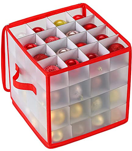 DANIEL JAMES Housewares Christmas Tree Baubles Xmas Storage Box Ornament 64 Decoration Holder Zipped Bag