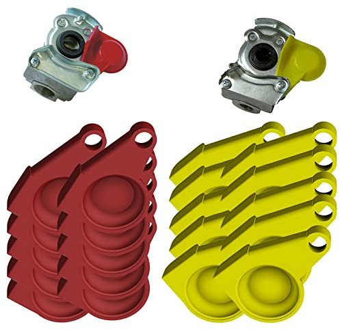 Staubkappe für Kupplungskopf Deckel Rot Gelb Druckluftkopf Ersatzdeckel Standard Kappe LKW Traktor (20er Set (10x Gelb & 10x Rot))