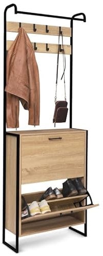 IDMarket - Armario de entrada LUIS mueble zapatos 2 puertas diseño industrial