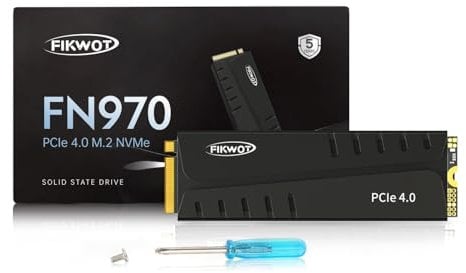 Fikwot FN970 1To M.2 2280 PCIe Gen4 x4 NVMe 1.4 Disque SSD Interne avec dissipateur Thermique - Vitesse jusqu'à 7400Mo/s, Configuration du Cache DRAM, SSD Interne Compatible PS5