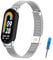 SenMore Correa Compatible para Xiaomi Mi Band 8, Pulseras de Acero Inoxidable Ajustable Repuesto para Mi Band 8 Smartwatch.(No Host)