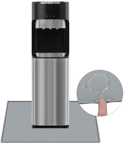 TOHONFOO Water Cooler Dispenser Mat with Raised Edge for Foor Hardwood Floor and Countertop Protector, Water Cooler Mat Waterproof, Slip Resistant, Heat Resistant, Easy to Clean, 24 x 16, Grey