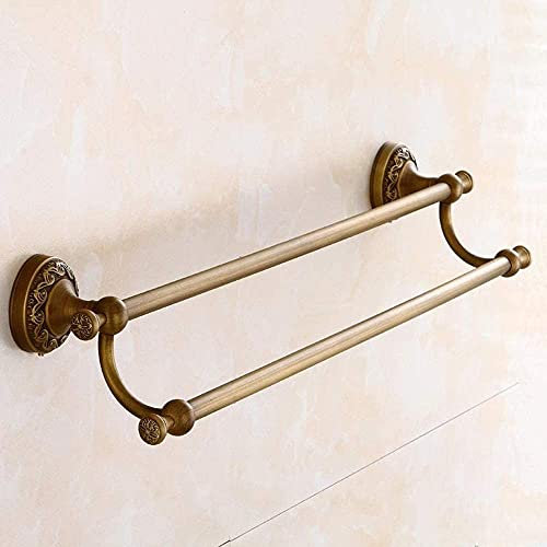 Doppel Handtuchhalter, Vintage Industrie Messing Handtuch Bar Schnitzereien Hängen Bademantel Halter Wand Montiert Antike Handtuchhalter Statuen Dekoration/Alle Bronze Effizienz