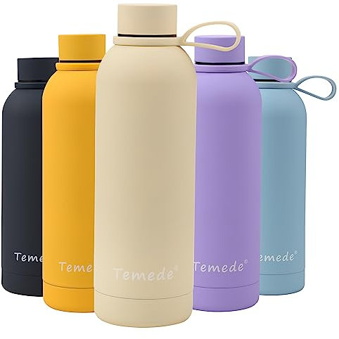 Temede Small Stainless Steel Insulated Water Bottle 500ml, Vacuum Flask BPA-Free, 12hrs Hot & 24hrs Cold Drinks, Thermal Metal Sports Bottles,Leakproof Double Wall Drinking for Kids,Gym,Running,Travel